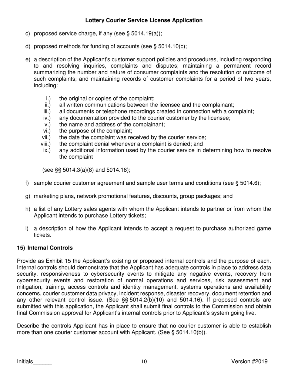 Lottery Courier Service License Application - New York, Page 10