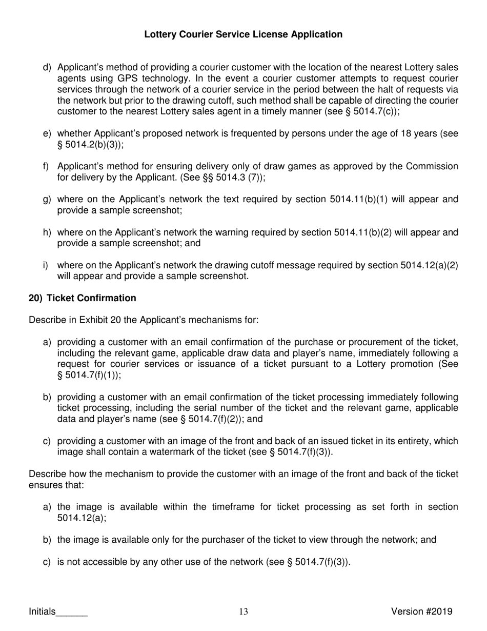 Lottery Courier Service License Application - New York, Page 13