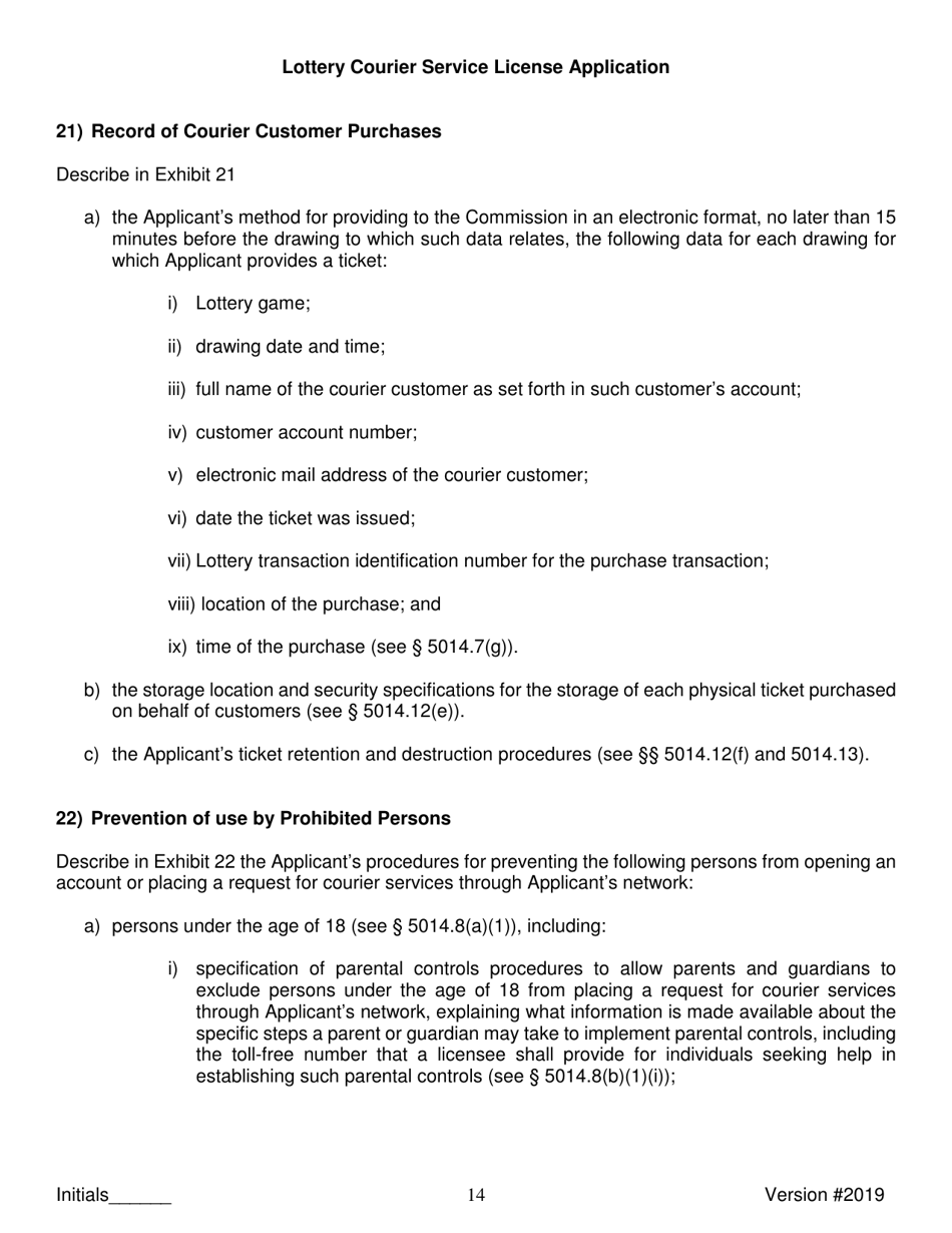 Lottery Courier Service License Application - New York, Page 14