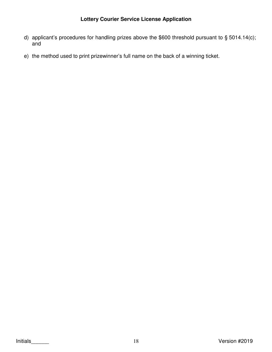 Lottery Courier Service License Application - New York, Page 18