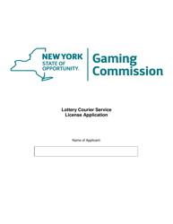 Lottery Courier Service License Application - New York
