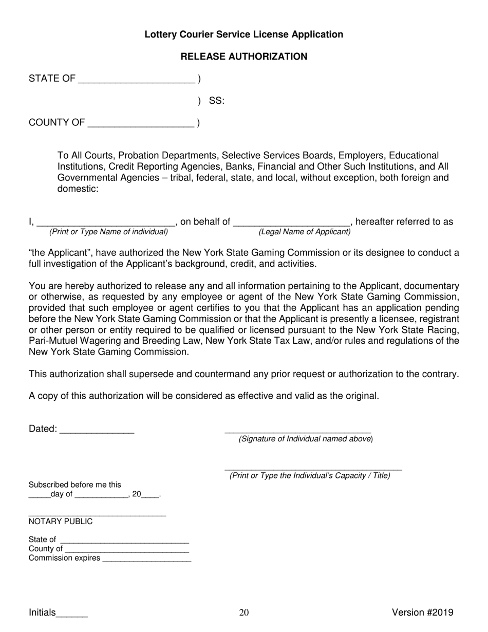 Lottery Courier Service License Application - New York, Page 20