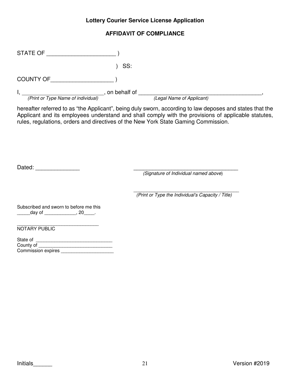 Lottery Courier Service License Application - New York, Page 21