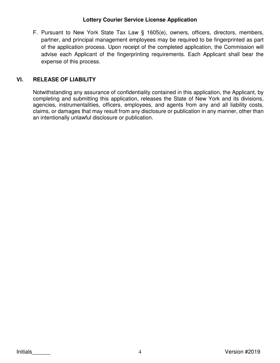 Lottery Courier Service License Application - New York, Page 4