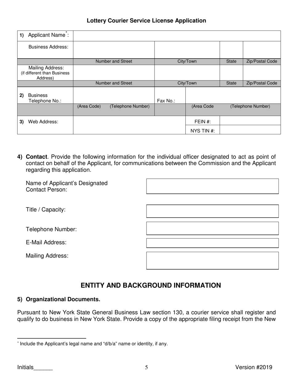 Lottery Courier Service License Application - New York, Page 5