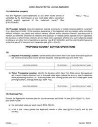 Lottery Courier Service License Application - New York, Page 9