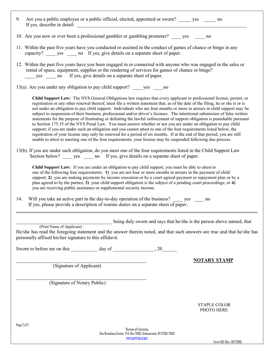 Form 103 Schedule D Individual Statement - New York, Page 2