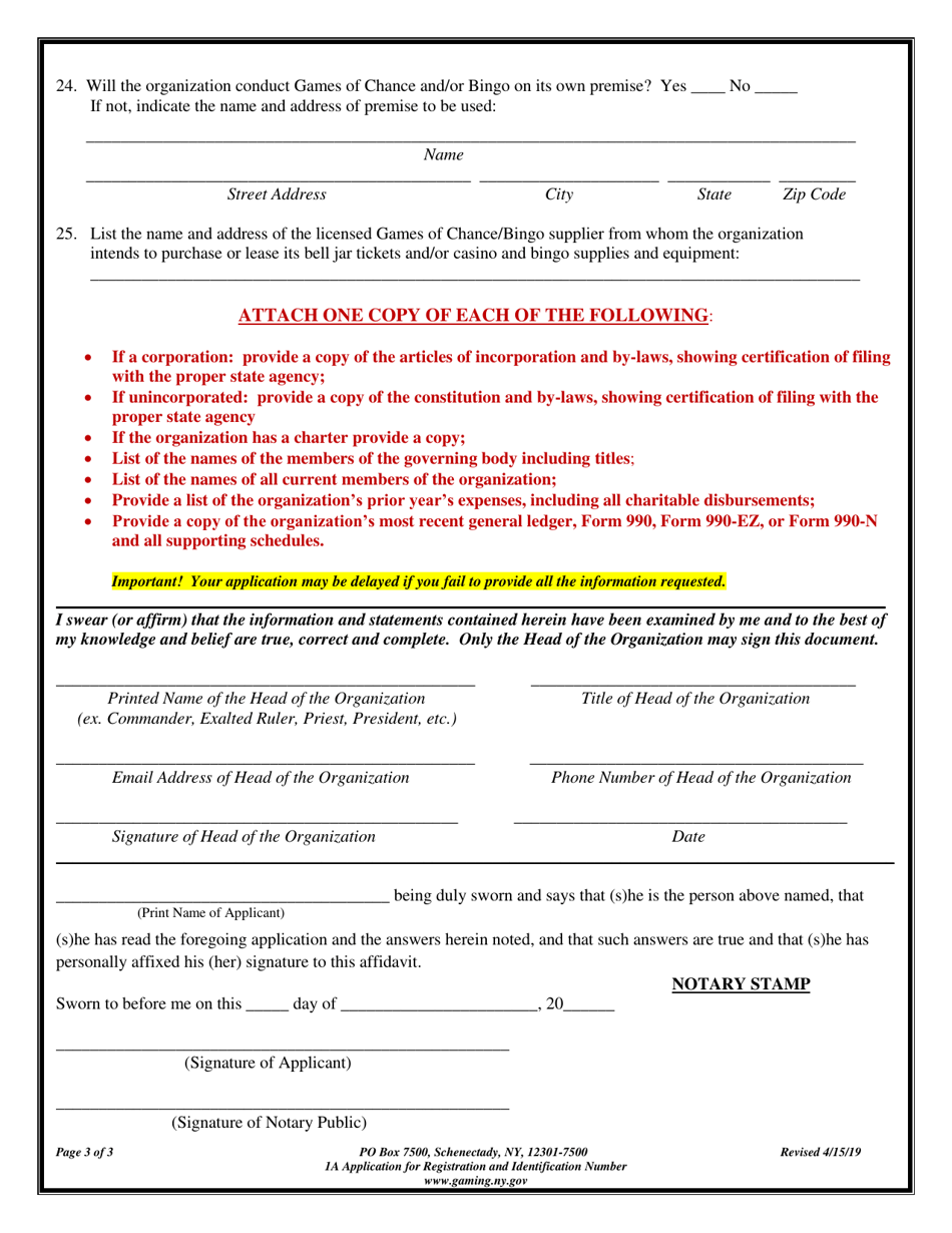 Form 1A Application for Registration and Identification Number - New York, Page 3