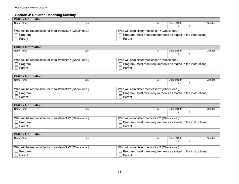 Form OCFS-LDSS-4700 Part A Enrollment Form for Legally-Exempt Group Child Care Program - New York, Page 11