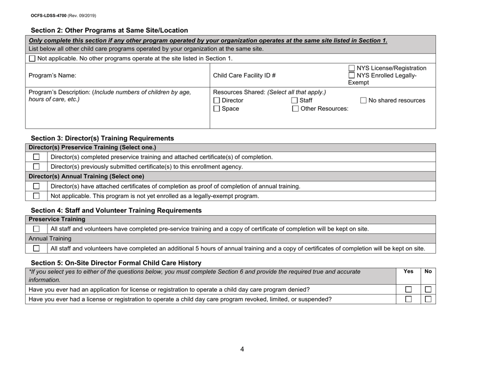 Form OCFS-LDSS-4700 Part A Enrollment Form for Legally-Exempt Group Child Care Program - New York, Page 4