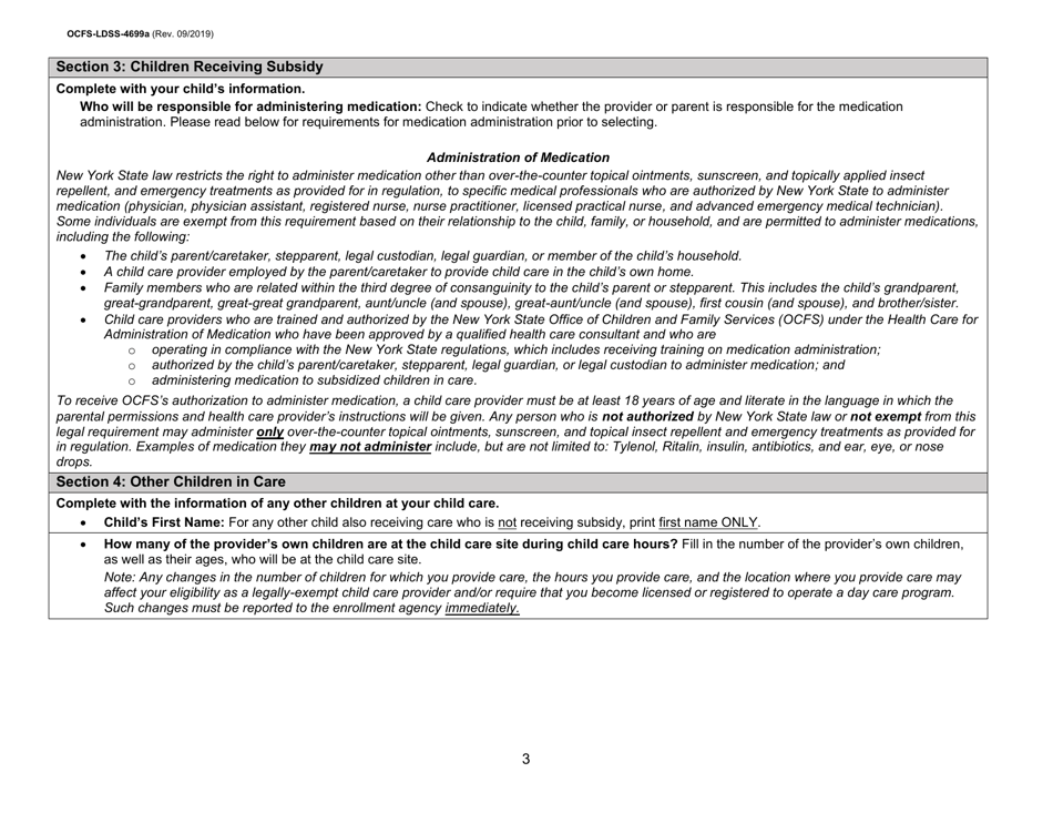 Instructions for Form OCFS-LDSS-4699 Enrollment Form for Provider of Legally-Exempt in-Home Child Care and Legally-Exempt Family Child Care - New York, Page 3