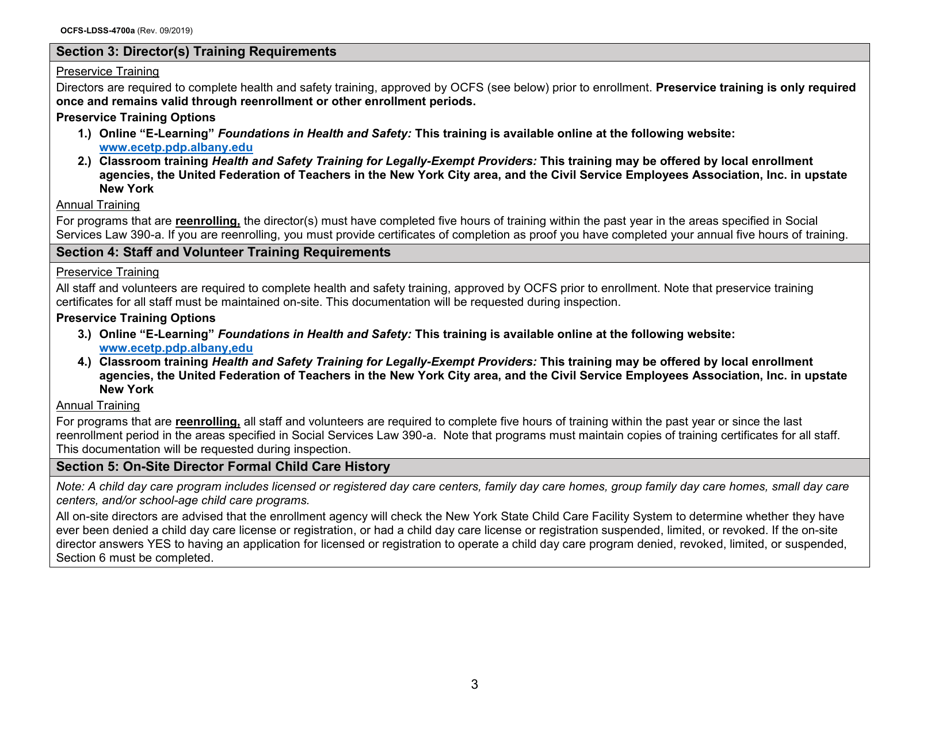 Instructions for Form OCFS-LDSS-4700 Part A Enrollment Form for Legally-Exempt Group Child Care Program - New York, Page 3