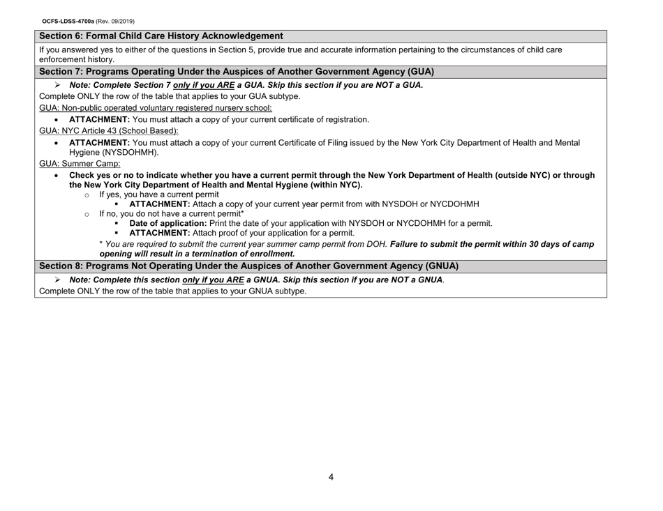 Instructions for Form OCFS-LDSS-4700 Part A Enrollment Form for Legally-Exempt Group Child Care Program - New York, Page 4