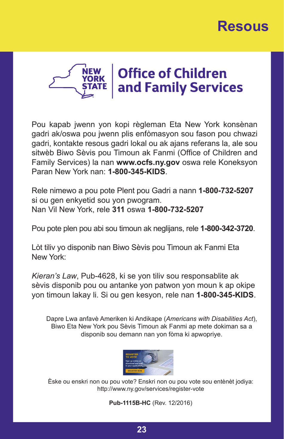 Form PUB-1115B As You Think About Child Care for Your Infant or Toddler - New York (Haitian Creole), Page 23