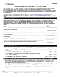 Form S1000 Part 1 Employment Application - Pre-interview - New York