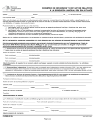 Document preview: Formulario C-258 Registro De Esfuerzos Y Contactos Relativos a La Busqueda Laboral Del Solicitante - New York (Spanish)