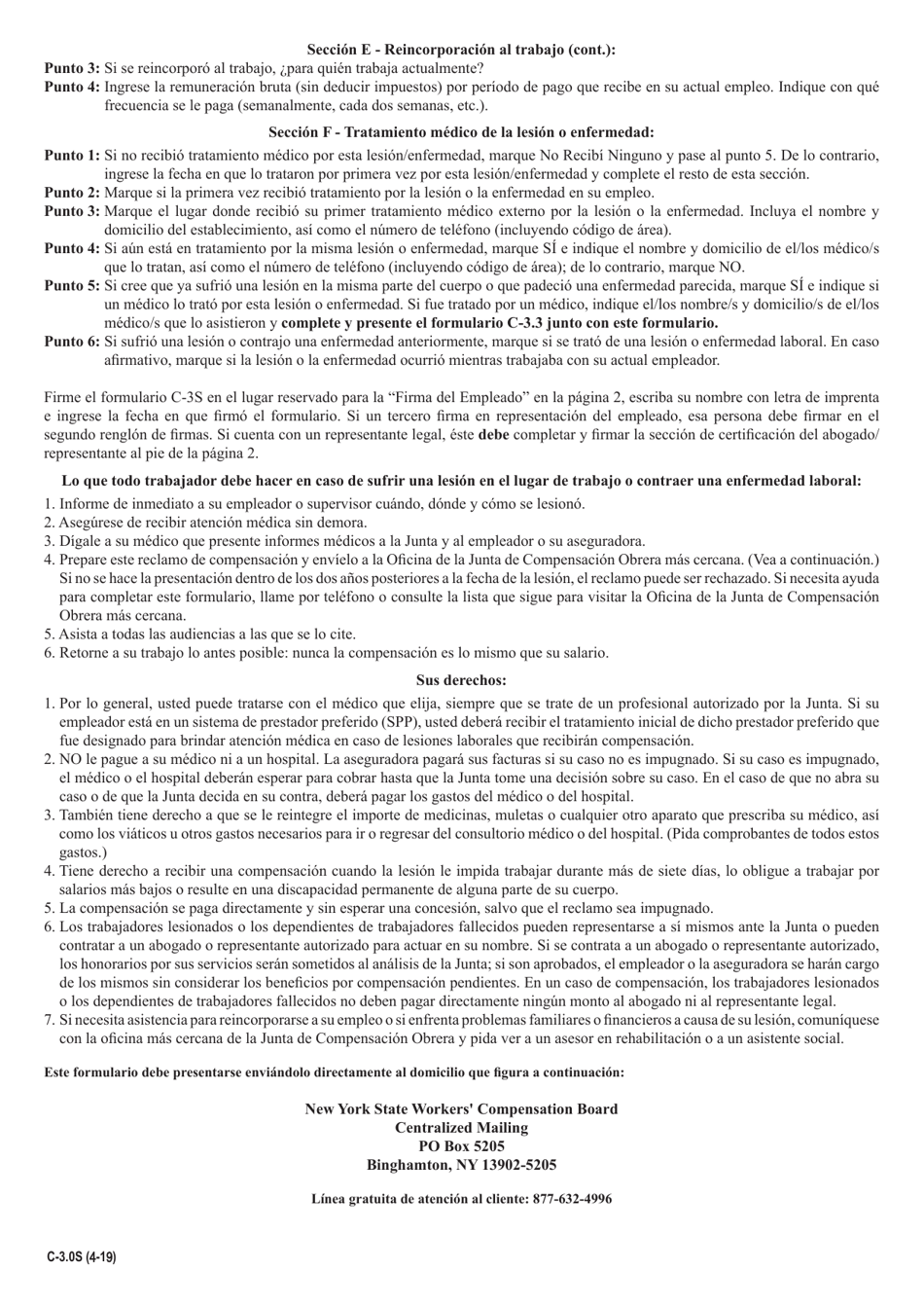 Formulario C-3 Reclamo Del Empleado - New York (Spanish), Page 4