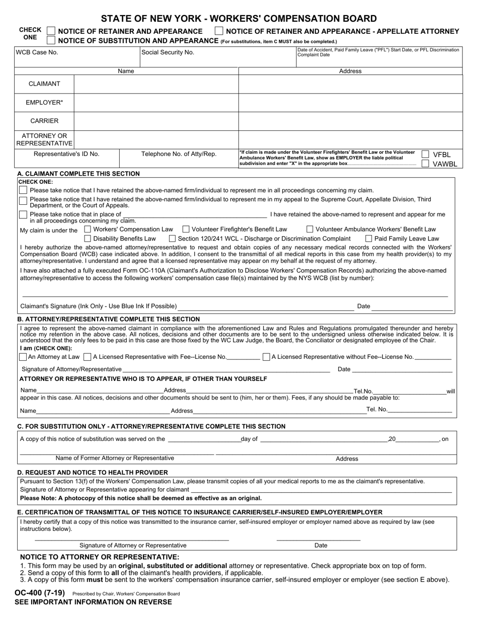 Form OC 400 Fill Out Sign Online and Download Fillable PDF New York