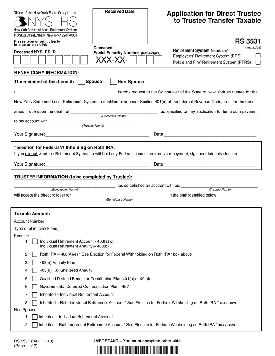Form RS5531 Fill Out, Sign Online and Download Fillable PDF, New York