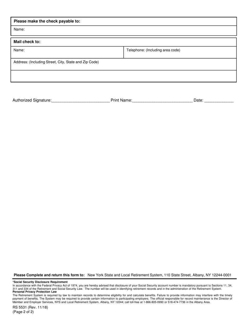 Form RS5531 Application for Direct Trustee to Trustee Transfer Taxable - New York, Page 2