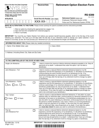Form RS6399 Retirement Option Election Form - New York