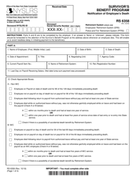 Form RS6358 Survivor&#039;s Benefit Program Notification of Employee&#039;s Death - New York