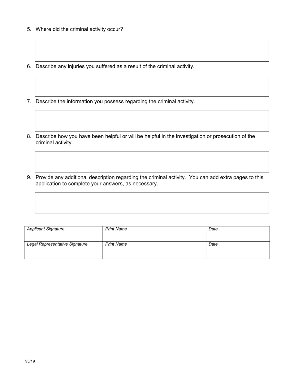 U-Visa Certification Application Form - New York City, Page 2