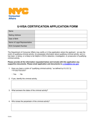 Document preview: U-Visa Certification Application Form - New York City