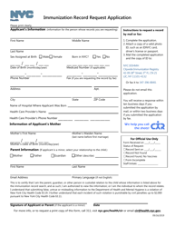 Document preview: Immunization Record Request Application Form - New York City