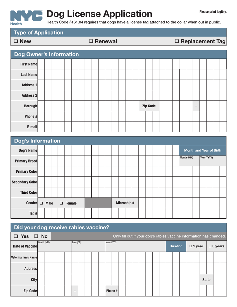 Dog License Application - New York City, Page 3