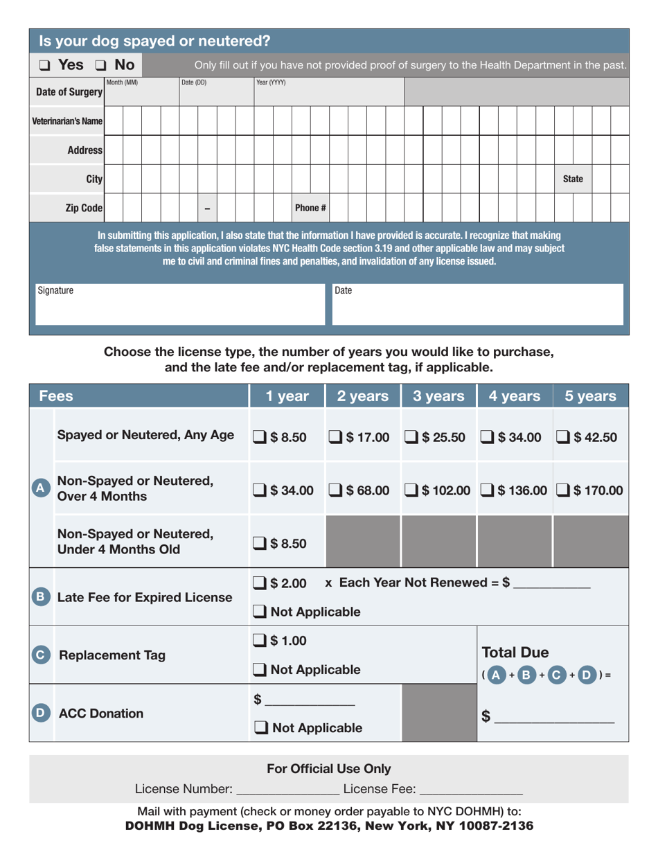 Dog License Application - New York City, Page 4