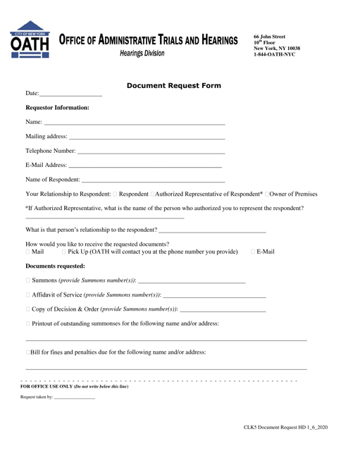 Document Request Form - New York City