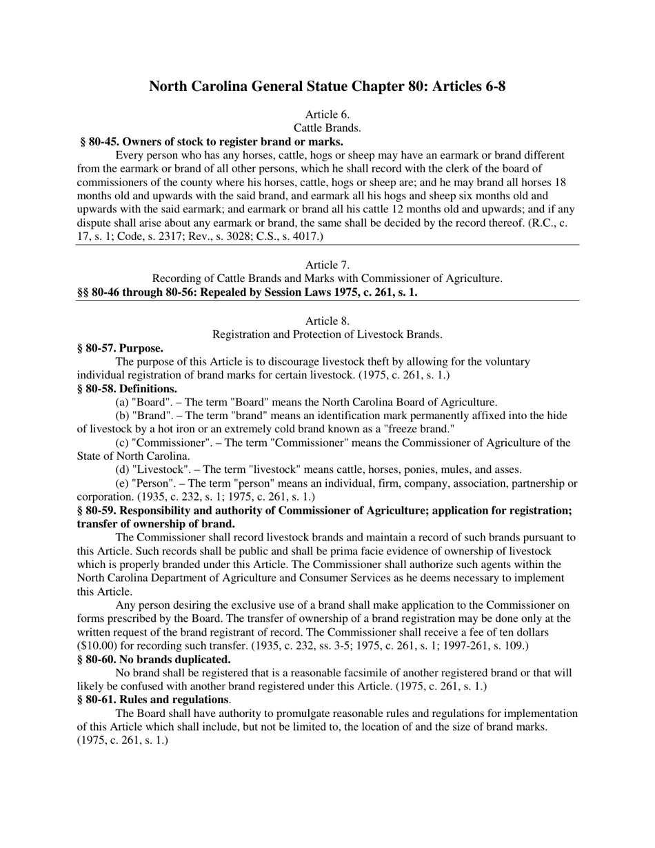 Application for Livestock Brand Registration - North Carolina, Page 3