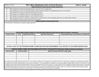 Document preview: Form A1-MINOR Title V Minor Modification (Prior to Permit Revision) - North Carolina