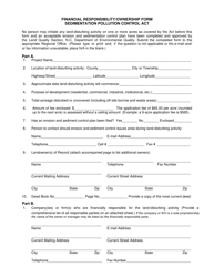 Document preview: Financial Responsibility/Ownership Form Sedimentation Pollution Control Act - North Carolina
