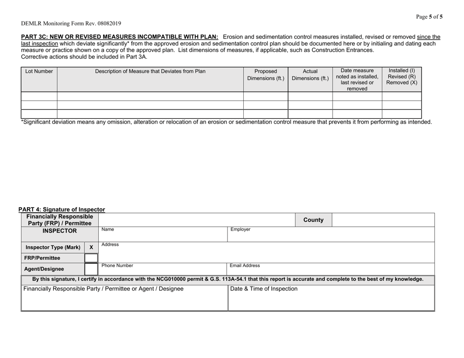 Self-inspection and Self-monitoring Combined Form for Lots - North Carolina, Page 5