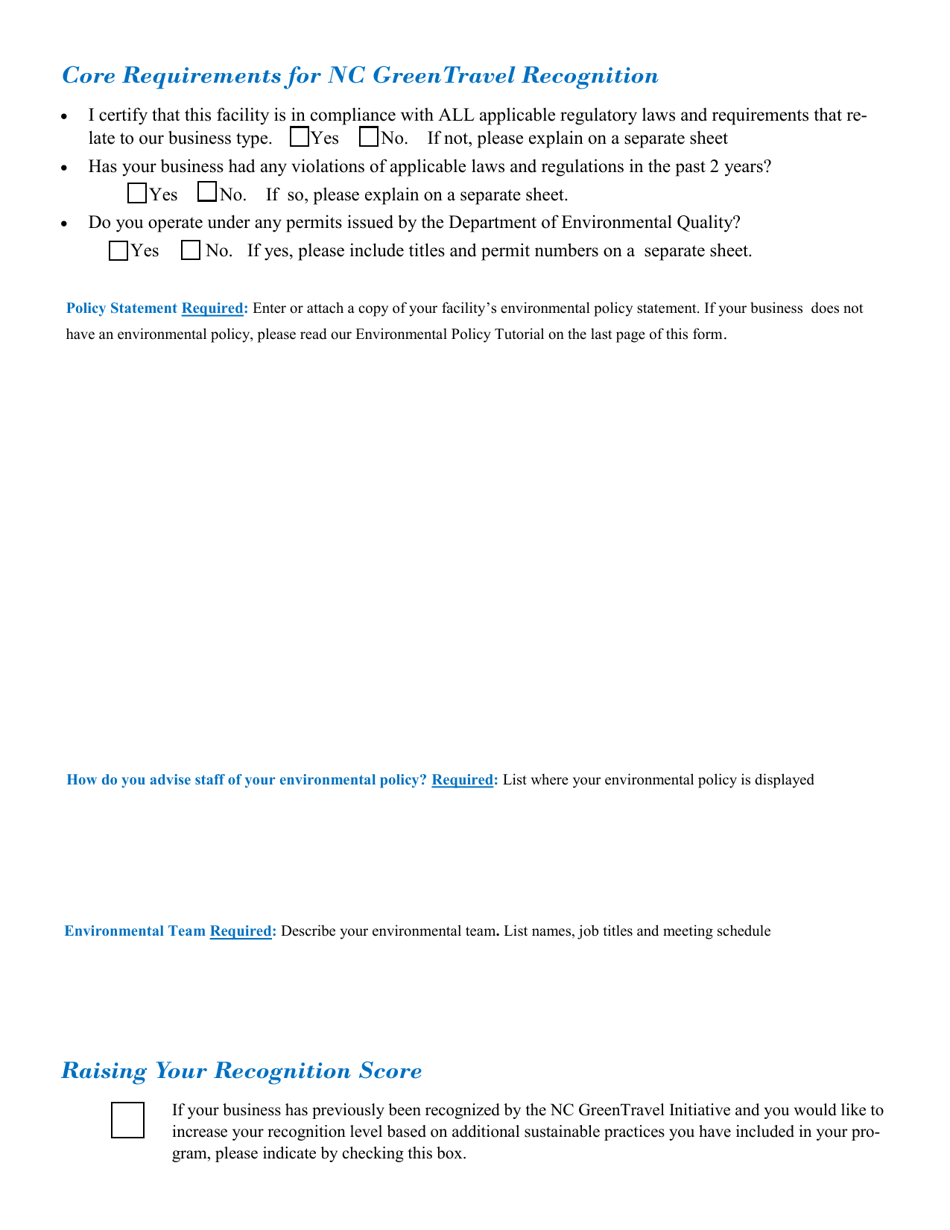 Application Form for Sustainable Bed  Breakfasts - North Carolina, Page 2