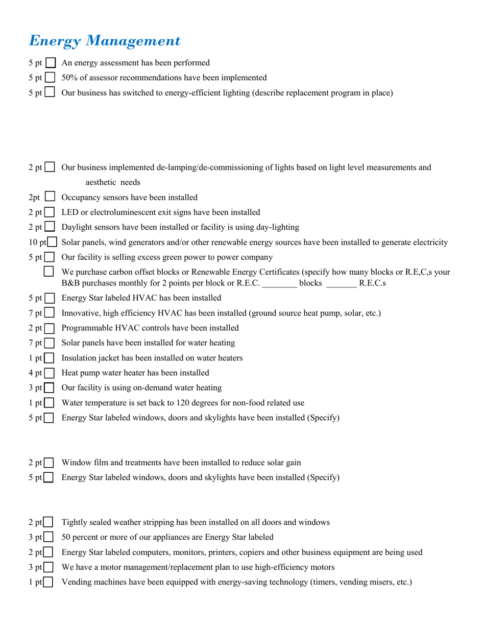Application Form for Sustainable Bed  Breakfasts - North Carolina, Page 4