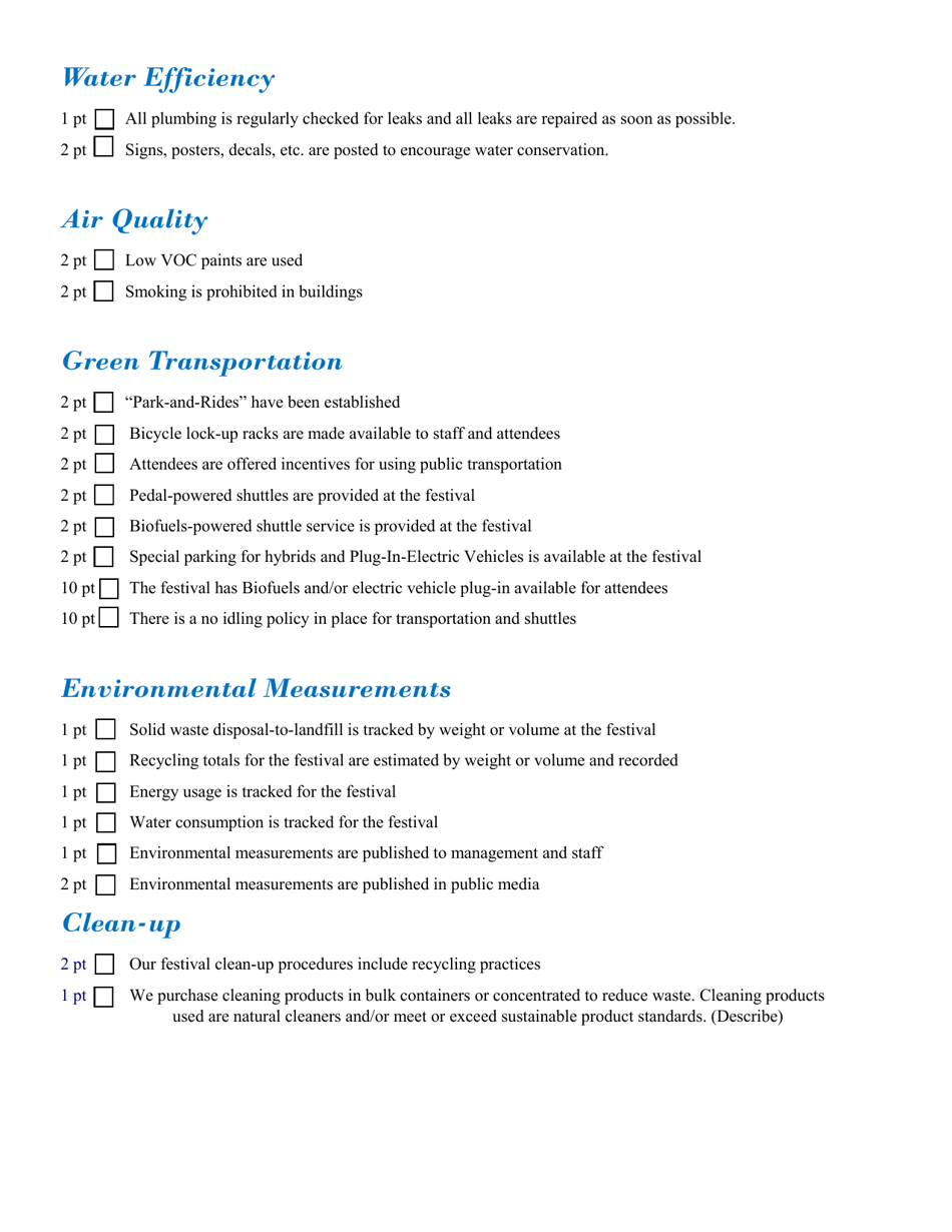 Application Form for Sustainable Festivals and Events - North Carolina, Page 5