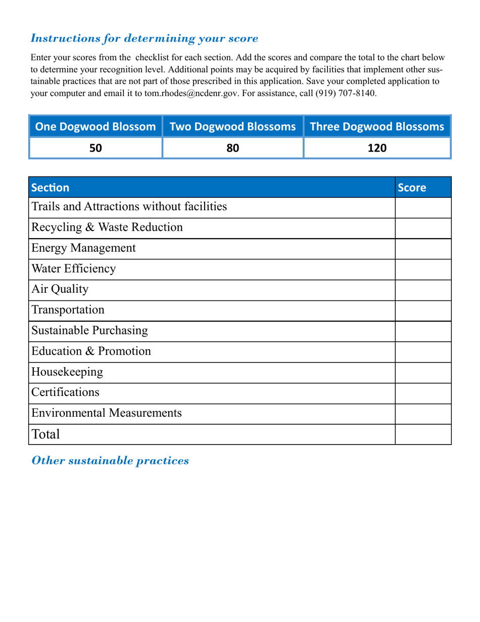 Application Form for Sustainable Attractions - North Carolina, Page 7