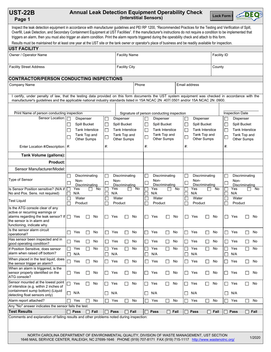Form UST-22B - Fill Out, Sign Online and Download Fillable PDF, North ...