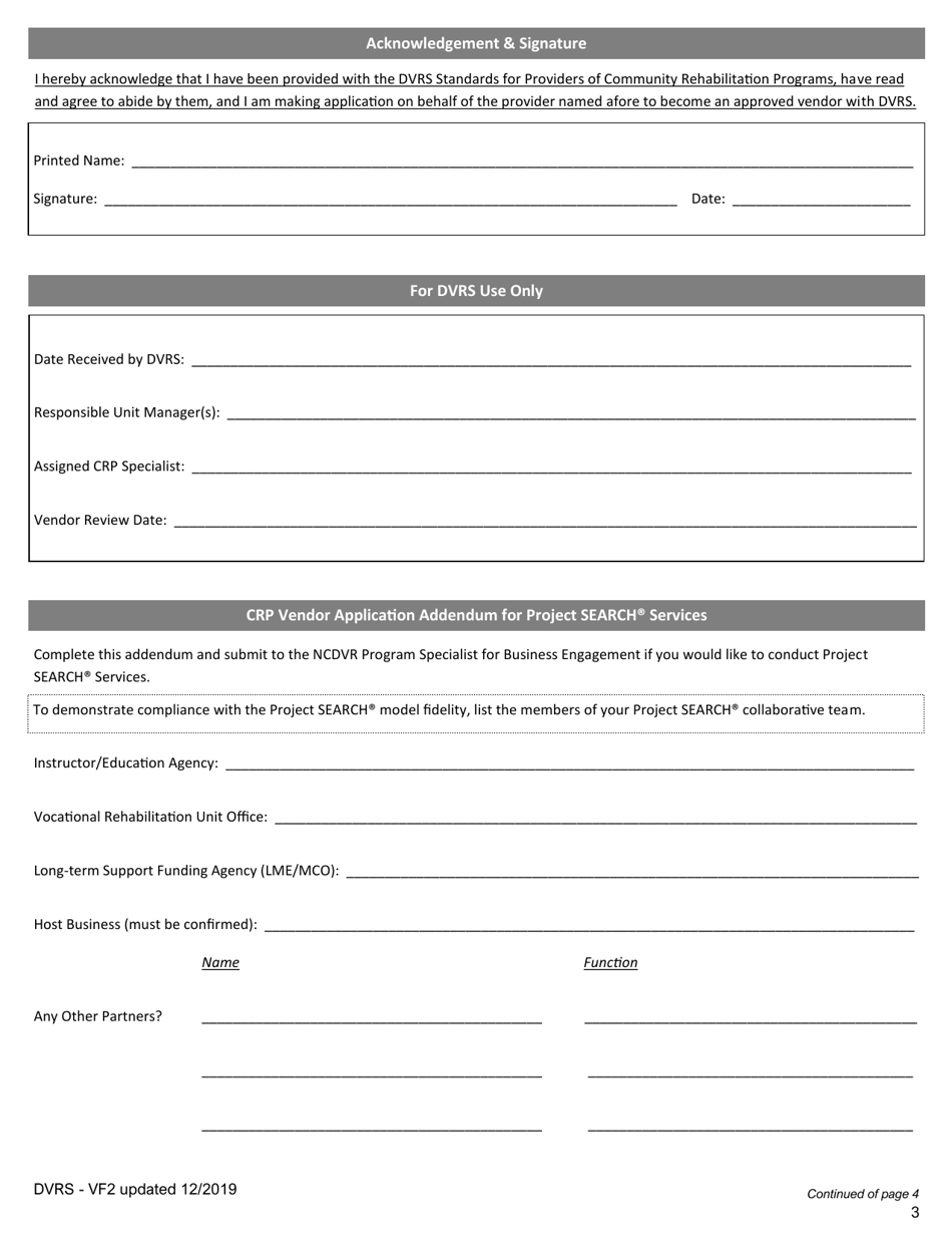 Community Rehabilitation Program Renewal Application - North Carolina, Page 3