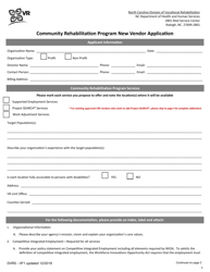 Document preview: Community Rehabilitation Program New Vendor Application - North Carolina