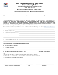 Document preview: Request for Use of Samarcand Training Academy Facilities - North Carolina