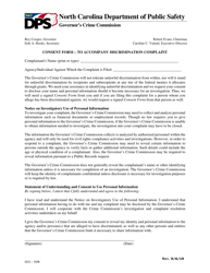 Form GCC-102B Consent Form - to Accompany Discrimination Complaint - North Carolina