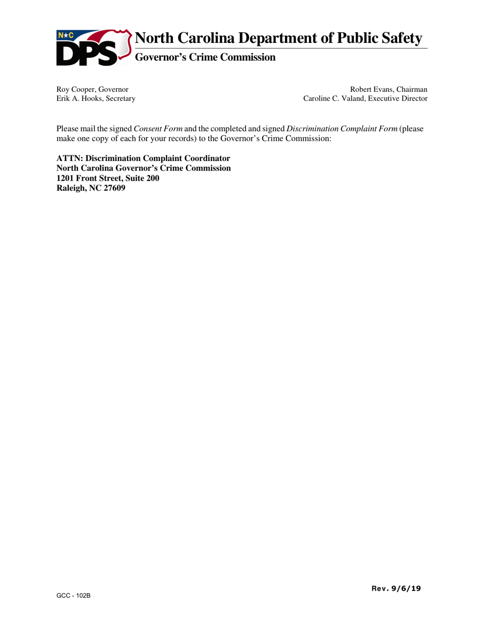 Form GCC-102B Consent Form - to Accompany Discrimination Complaint - North Carolina, Page 2