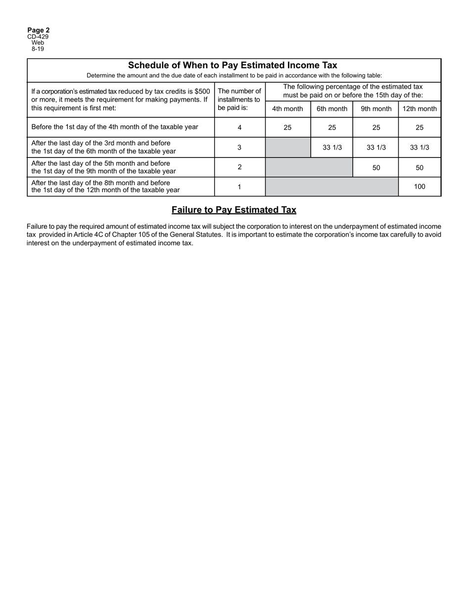 Form CD-429 Corporate Estimated Income Tax - North Carolina, Page 3