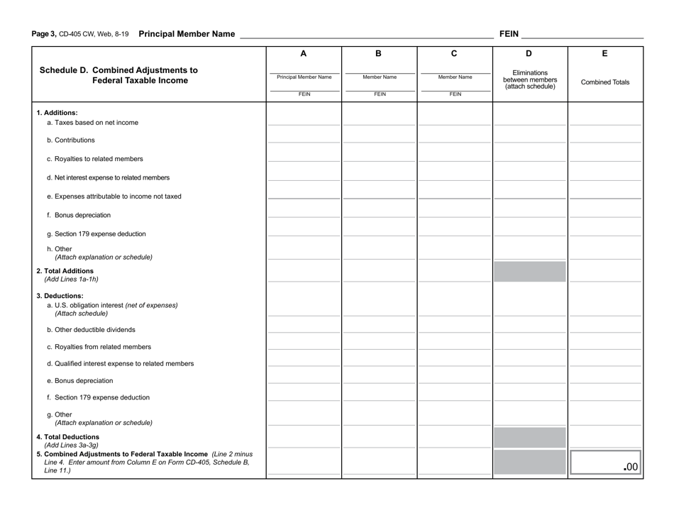 Form CD-405 CW Combined Corporate Income Tax Worksheet - North Carolina, Page 4