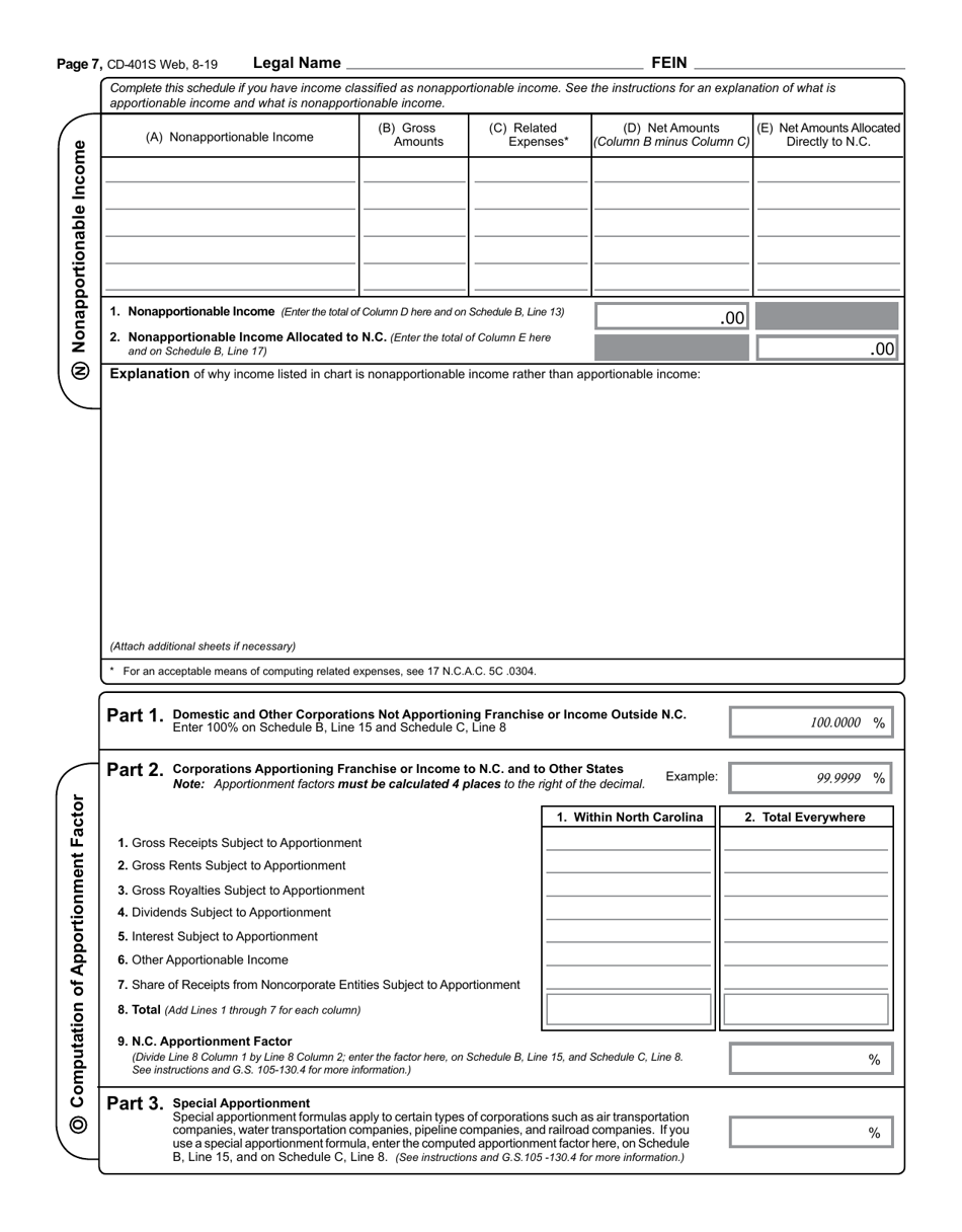 Form CD-401S S-Corporation Tax Return - North Carolina, Page 8