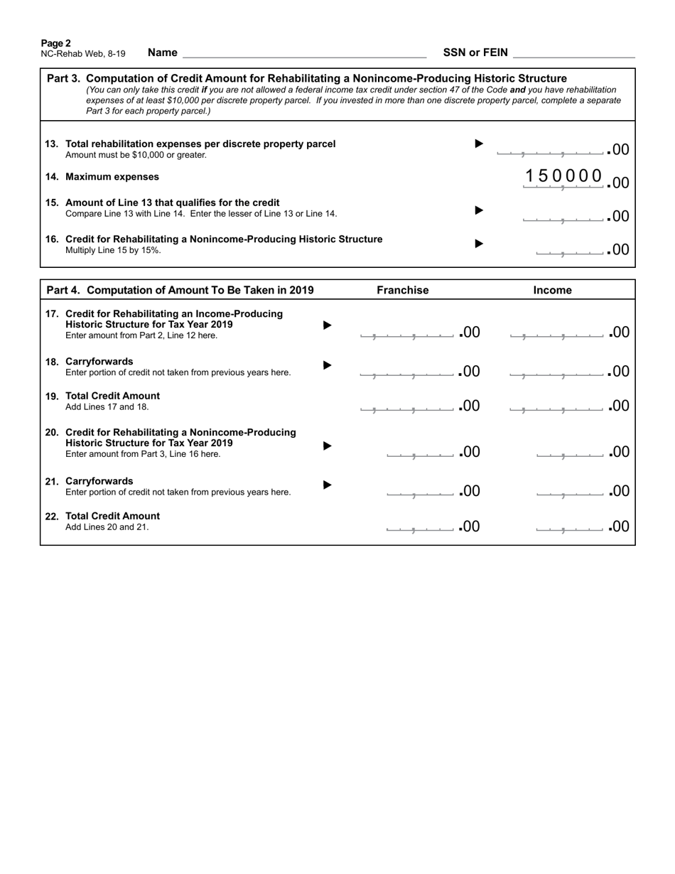Form NC-REHAB Historic Rehabilitation Tax Credits - North Carolina, Page 3